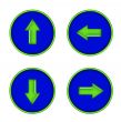 Neon Green Arrows on Blue