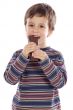 child eating chocolate