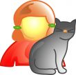 Girl with pet cat icon