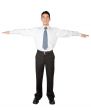 business man standing with arms open