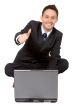 business man on laptop with thumbs up