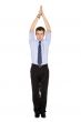 business man pointing up with his hands