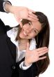 Business woman doing a hands frame