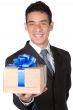 business man offering a gift