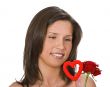 woman with a rose and a heart