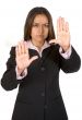 business woman hands on screen