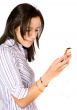 casuasl girl reading an sms