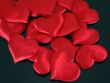 Red Satin Hearts on Black