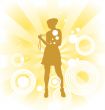 Woman and gold beams