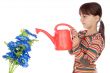 Girl watering flowers