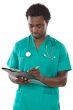 Young black doctor writing