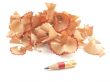 Sharpened pencil and wood shavings