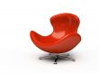Leather red armchair isolated on white background