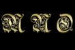 Gold letters M,N,O