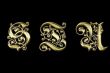Gold letters S,T,U