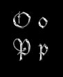 Silver letters O, P