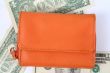 Orange leather wallet