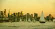 Sunset panorama, Seattle skyline, sailboats