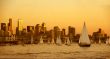 Sunset panorama, Seattle skyline, sailboats