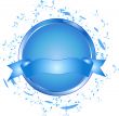 Blue button with banner