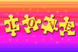 Love Puzzle on Rainbow Background