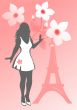 girl and Eiffel tower