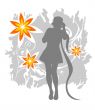 girl and floral background