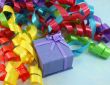 Purple Gift Box with Colorful Curly Ribbons
