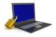 Laptop. The concept of information safety. 3D image.