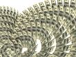 Valentine`s heart made by dollars