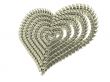 Valentine`s heart made by dollars