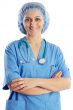 Lady doctor whit  blue overall