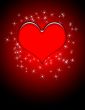 Red Beveled Heart and Sparkles