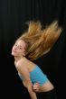 young girl  with fluing  hair