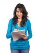 Young student woman writing