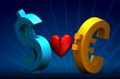 Dollar and Euro broken heart