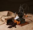 Grinder with coffee grains