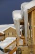 Large icicles on Townhouses after heavy snowstorm