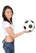 girl holding a soccer ball