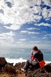 pensive woman by the sea