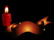 Red candle with banner