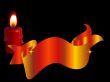 Red candle with banner