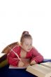 young girl studying the books