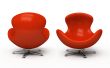 Leather red armchair (front and back view) isolated on white bac