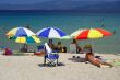 beach with colorful umbrellas