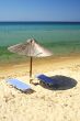 beach with umbrellas