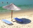 beach with umbrellas