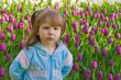 Girl near tulips