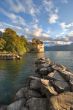 Stone breakwater.