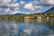 Hotels on coast of lake.